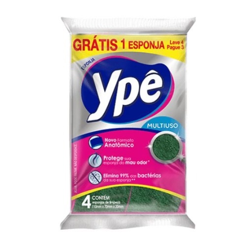 ESPONJA YPE C/4 UN LIMPEZA E HIGIENE