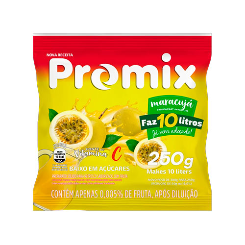 SUCO EM PO PROMIX MARACUJA 250GR UN BEBIDAS