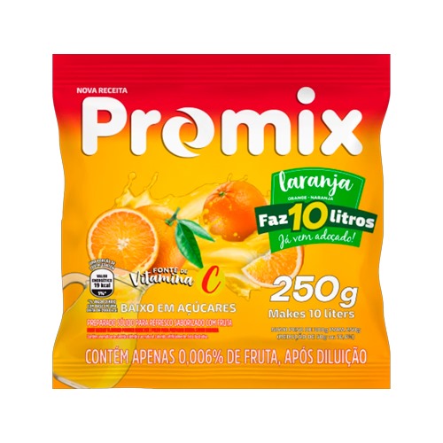 SUCO EM PO PROMIX LARANJA 250GR UN BEBIDAS
