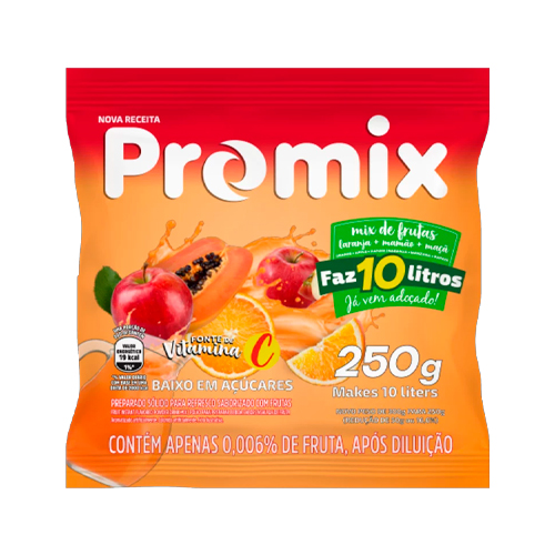 PROMIX SUCO EM PO MIX DE FRUTAS 250G BEBIDAS