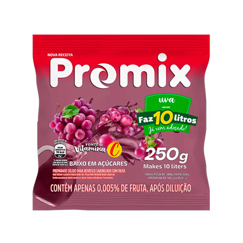 SUCO EM PO PROMIX UVA 250GR UN BEBIDAS