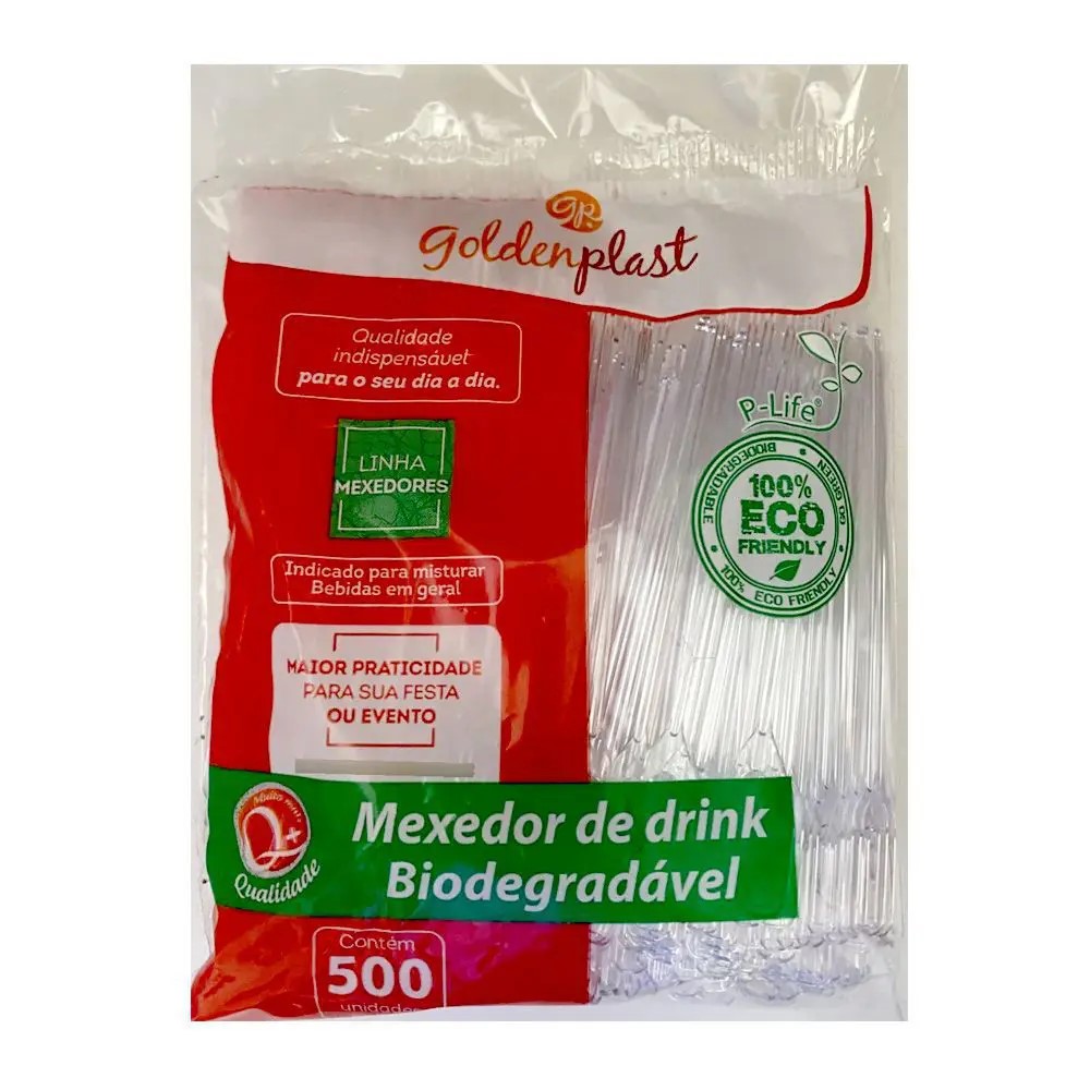 MEXEDOR PARA DRINK GOLDEN PLAST C/500UN DESCARTAVEIS/EMBALAGENS