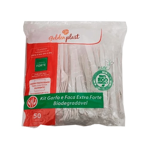 KIT GARFO/FACA GOLDENPLAST C/ 50UN DESCARTAVEIS/EMBALAGENS