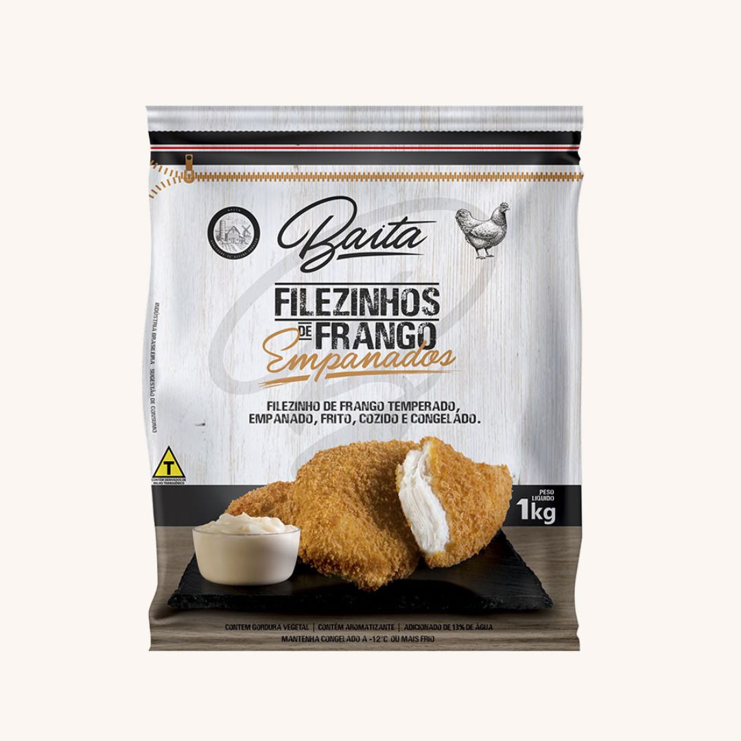 BAITA FILE DE FRANGO EMPANADO 1KG CONGELADOS
