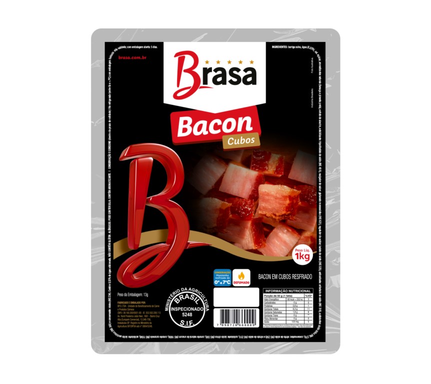 BRASA BACON EM CUBOS 1 KG CONGELADOS